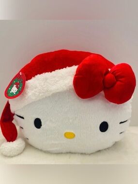 HELLO KITTY Sanrio Santa Christmas Holiday Plush Pillow Cushion 18” HTF New